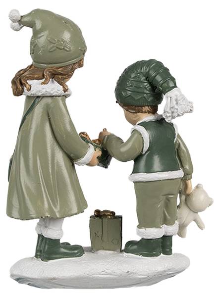 Dekorationsfigur Kinder Xmas&Mike Grün - Kunststoff - 5 x 13 x 10 cm