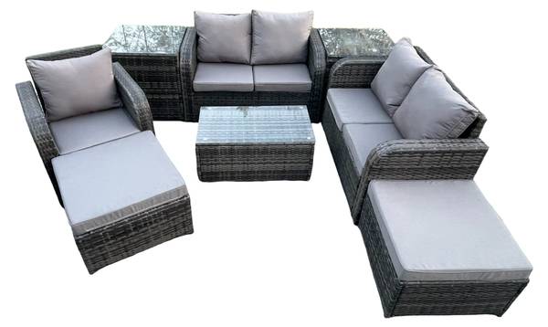 Gartenmöbel im Freien C(8er-Set) Grau - Webstoff - 124 x 79 x 67 cm