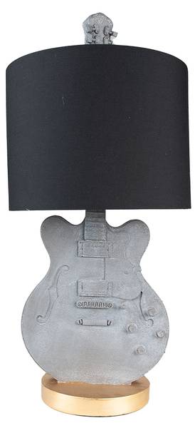 Tischlampe Gitarre Tatiana Grau - Kunststoff - 30 x 68 x 30 cm