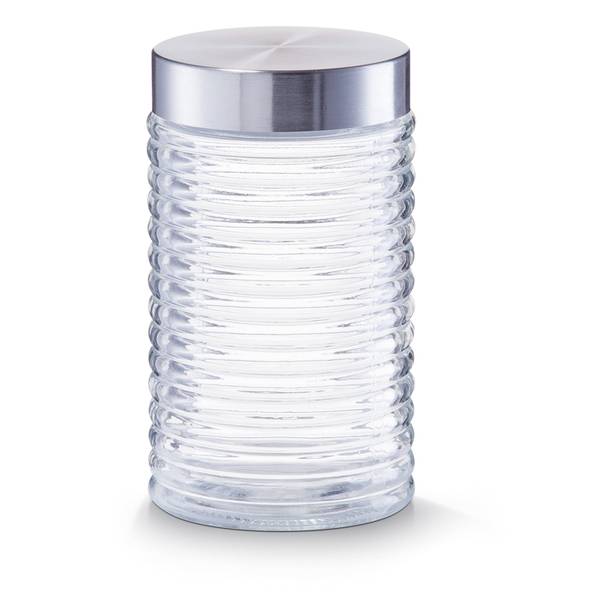 Vorratsglas "gerillt" m Glas - 11 x 18 x 11 cm