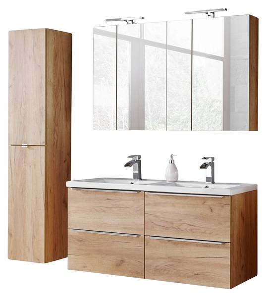 Badmöbel-Set TOSKANA-56-523 3er-Set Braun - Holzwerkstoff - 175 x 190 x 46 cm