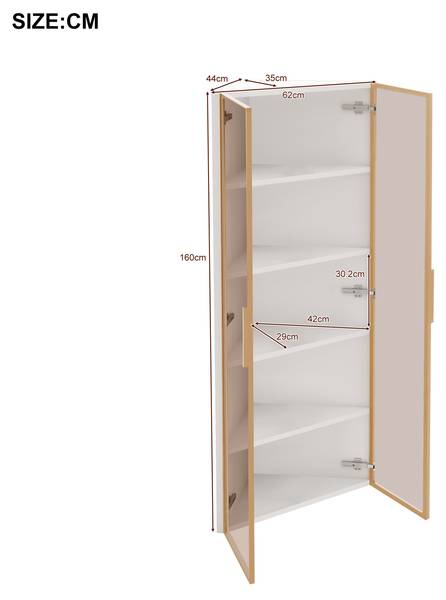 Vitrinekast GLOWLucy Ⅴ wit - plaatmateriaal op houtbasis - 44 x 160 x 44 cm