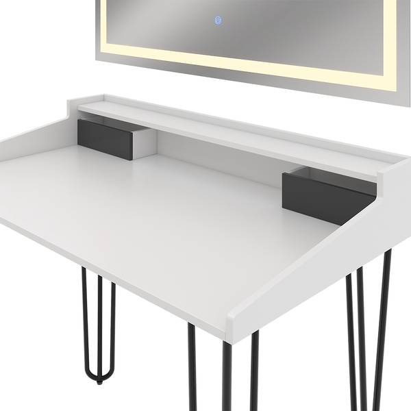 Schminktisch Sannar 49417 Schwarz - Weiß - Holzwerkstoff - 110 x 90 x 60 cm