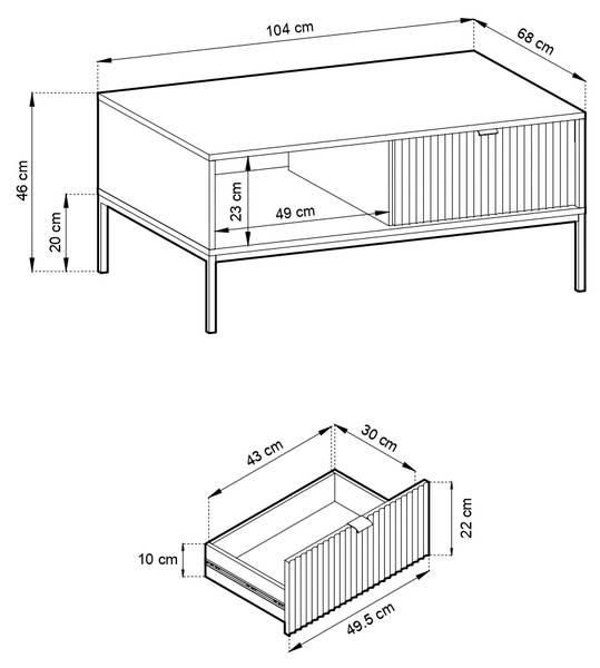 Salontafel Shire zwart - goud