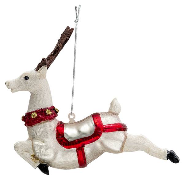 Weihnachtsanhänger Rentier XM673315 Weiß - Glas - 5 x 12 x 13 cm