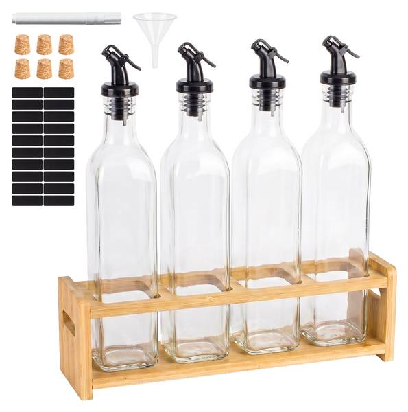 Öl Flasche mit Bambsuregal 4er Set kaufen
