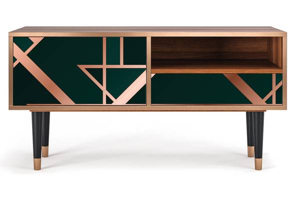 TV-Lowboard T3 Walnuss Grün - Holzwerkstoff - 115 x 59 x 48 cm