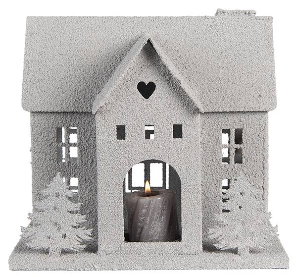 Dekorationsfigur Haus Xmas&Evin Grau - Metall - 17 x 24 x 26 cm