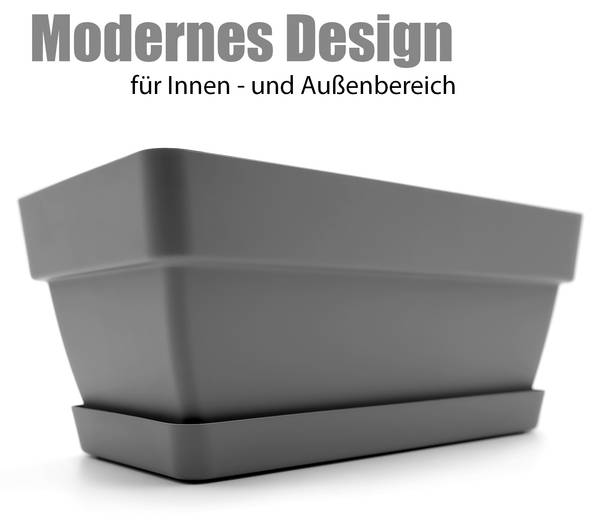 Blumenkasten 1000194 3er Set Grau - Kunststoff - 20 x 17 x 39 cm
