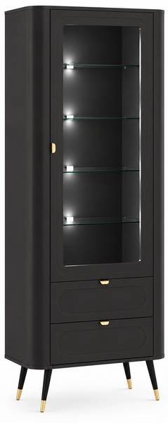 Vitrine Douro Noir - Bois manufacturé - 79 x 193 x 40 cm