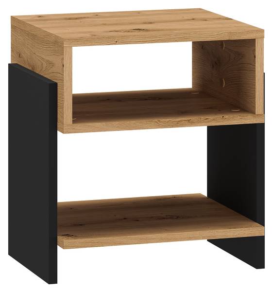 Nachtkonsole TRIS Schwarz - Braun - Holzwerkstoff - 42 x 46 x 35 cm