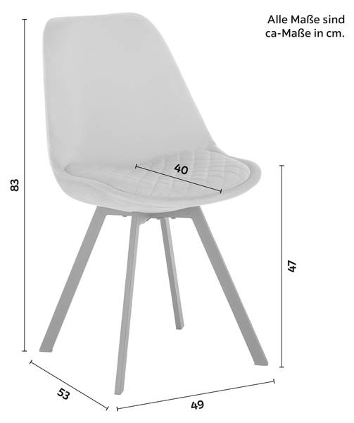 Stuhl MIA Grau - Samt - 49 x 83 x 53 cm
