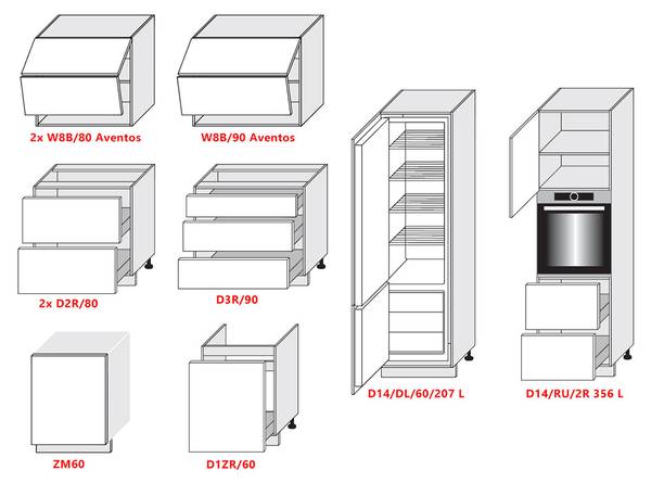 Küchenzeile TREVISO R3 Braun - Weiß - Holzwerkstoff - 490 x 207 x 60 cm