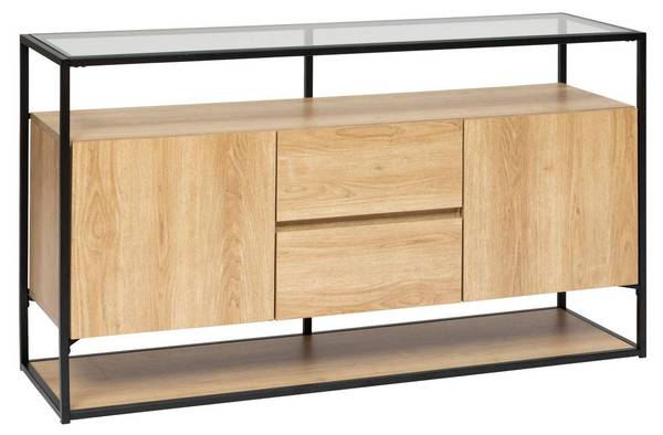 Sideboard mit 2 Türen ALDEA Beige - Kunststoff - 40 x 80 x 140 cm