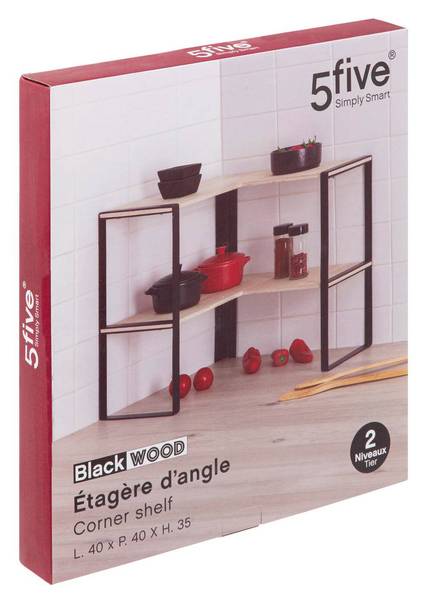 Étagère d angle 2 niveaux BLACKWOOD Beige - Métal - 40 x 35 x 40 cm