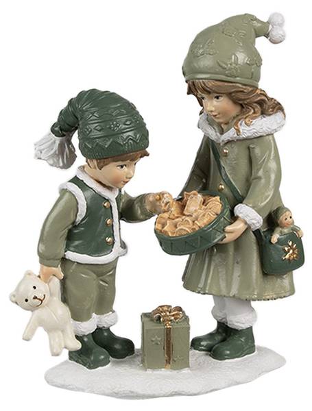 Dekorationsfigur Kinder Xmas&Mike Grün - Kunststoff - 5 x 13 x 10 cm