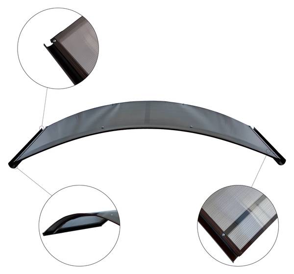Vordach R-150 RAL 8017 Braun - Aluminium - 150 x 20 x 70 cm