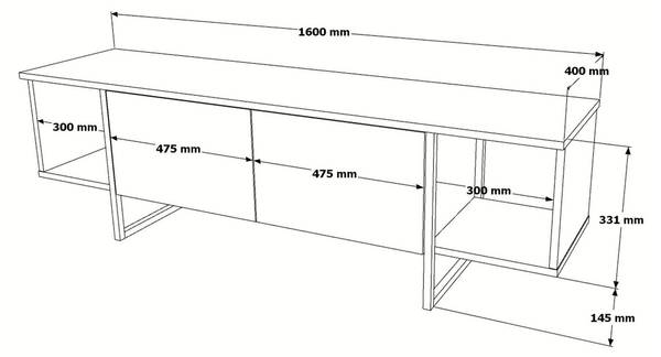 Fernsehschrank Adalberta Weiß - Massivholz - 160 x 48 x 40 cm