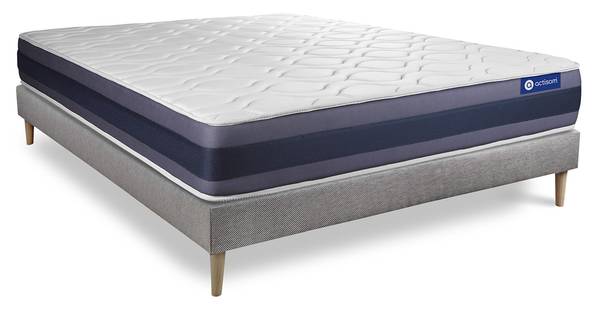 Bettgestell und Matratze Actilatex morp Grau - Massivholz - 130 x 53 x 220 cm