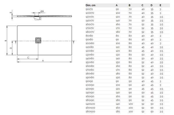 Duschwanne  extra flach LOGIC 90 x 100 cm