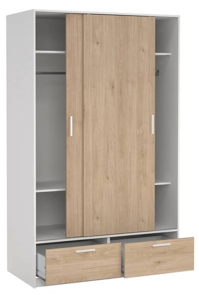 Kleiderschrank Line Nussbaum Dekor - Weiß