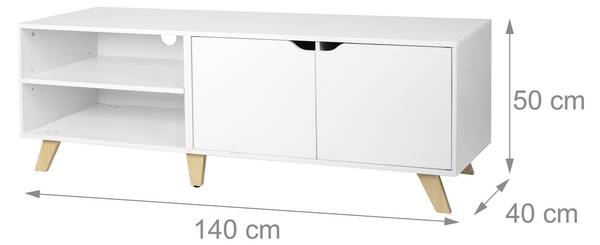 TV Lowboard 6 Fächer Weiß