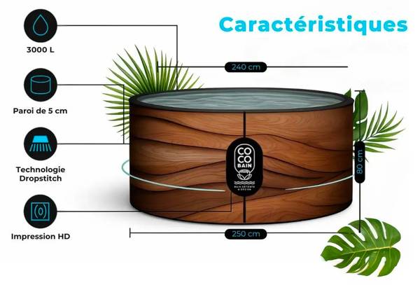 Aufblasbarer Pool Maui XL Braun - PVC - 250 x 70 x 70 cm