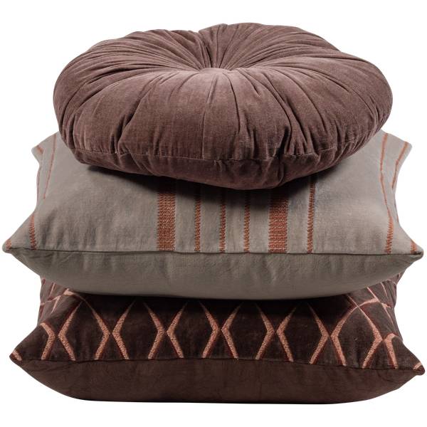 Coussins Aziz lot de 3 Marron - Coton - 45 x 45 x 10 cm