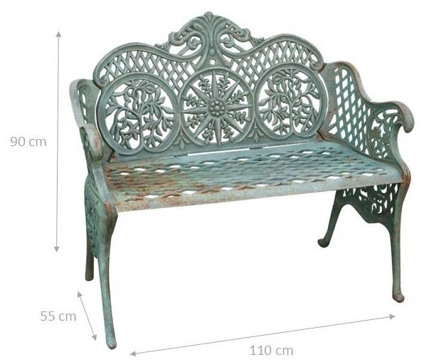 Tuinbank LIBERTA groen - gietijzer - 55 x 90 x 110 cm