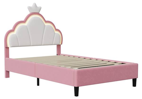 Polsterbett KroneBett HSGJSF57 Pink - Metall - Massivholz - 204 x 128 x 91 cm