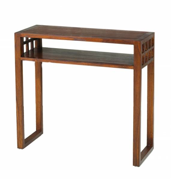 Console rectangulaire 1 étagère en mindi Marron - En partie en bois massif - 30 x 76 x 80 cm