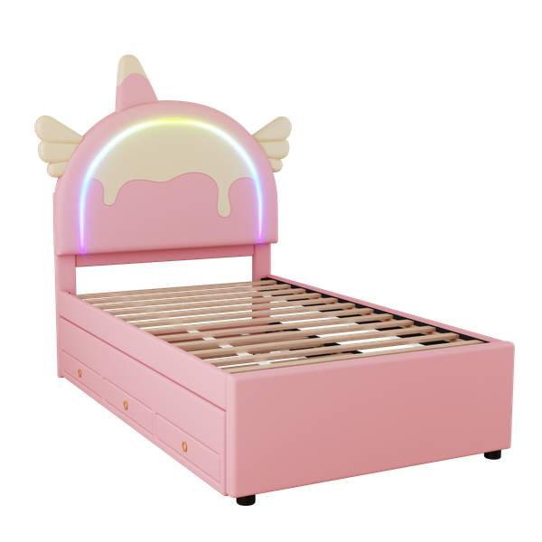 Kinderbett K-368 Rosé - 94 x 136 x 203 cm