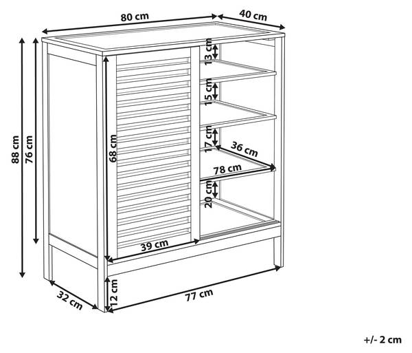 Schuhschrank MIDWOOD Braun - Bambus - 80 x 88 x 40 cm