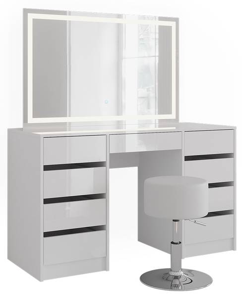 Schminktisch Sherry 57636 3er set Weiß - Holzwerkstoff - 129 x 76 x 51 cm