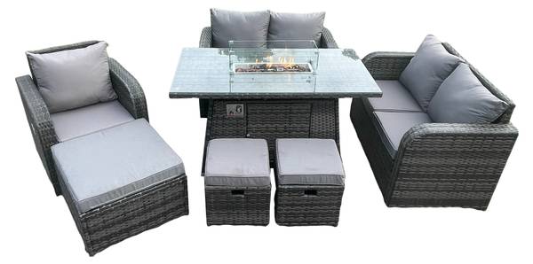 GARTENTISCHGRUPPE G(7er-Set) Grau - Webstoff - 80 x 70 x 140 cm