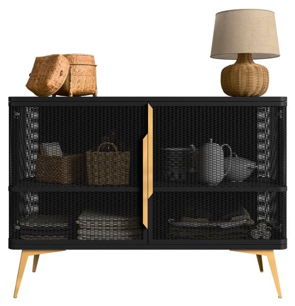 Kommode Modera 2 Schwarz - Gold