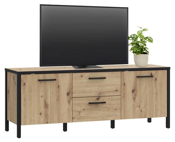 Lowboard KIRIKUS Schwarz - Braun - Holzwerkstoff - 140 x 55 x 41 cm