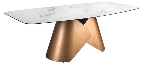 Esstisch 1172 Weiß - Messing - Marmor - 240 x 76 x 120 cm