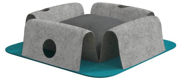Tunnel pour chat KB Bleu - Blanc - Polyester - 35 x 14 x 35 cm