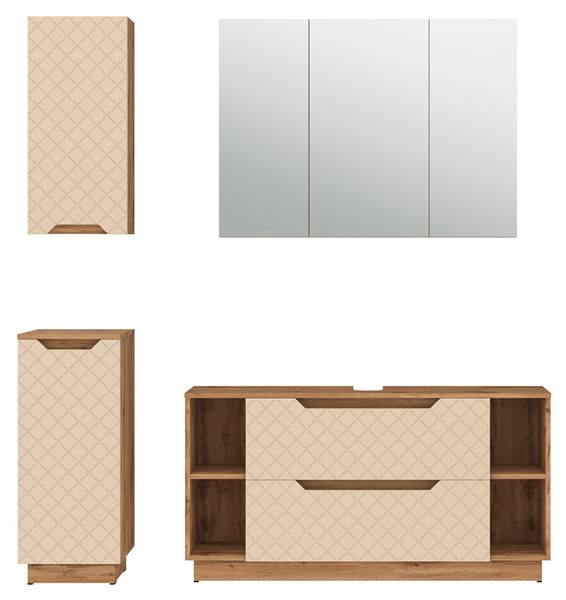 Badmöbel-Set Lotta 59422 Beige - Kaschmir - Eiche Dakota Dekor