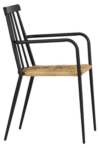 Chaise de jardin Evira Noir - Rotin - 58 x 84 x 54 cm