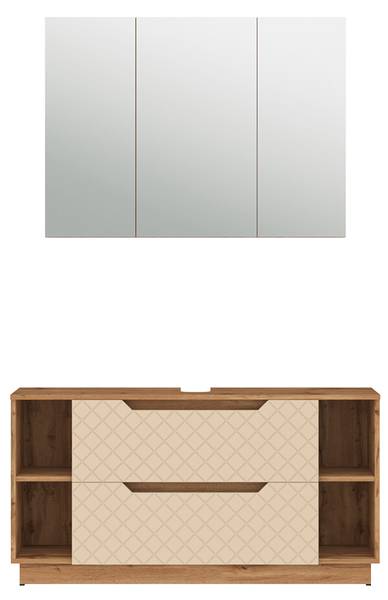 Badmöbel-Set Lotta 59410 2er Set Beige - Kaschmir - Eiche Dakota Dekor