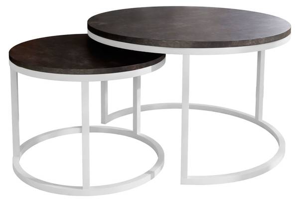 Runder Couchtisch CIRI 2in1 70 x 70 cm - Weiß