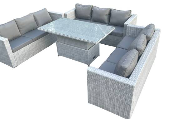 Garten-Esszimmermöbe L(4er-Set) Grau - Webstoff