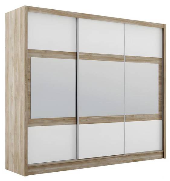 Kleiderschrank LEOVIA Braun - Weiß - Holz teilmassiv - 250 x 215 x 61 cm