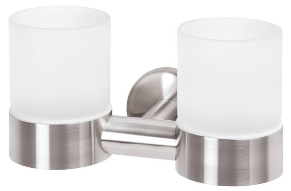 Doppelbecher Piazza inkl. Klebe Set Silber - Metall - 18 x 11 x 11 cm