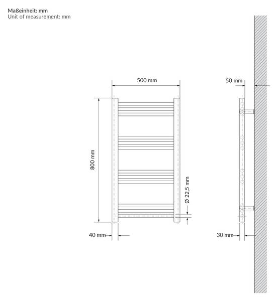 Handtuchheizkörper elektrisch SAHARA Beige - Metall - 55 x 7 x 84 cm