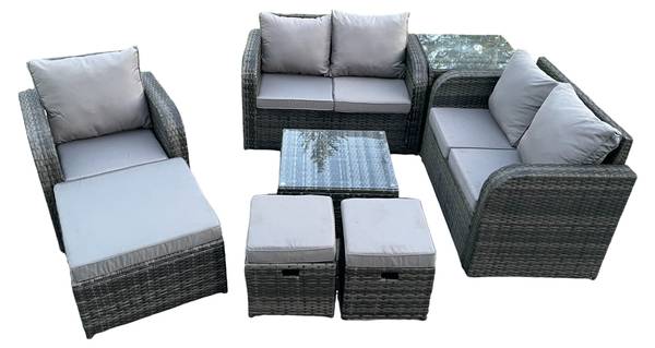 Gartengarnitur J(8er-Set) Grau - Webstoff - 124 x 79 x 67 cm