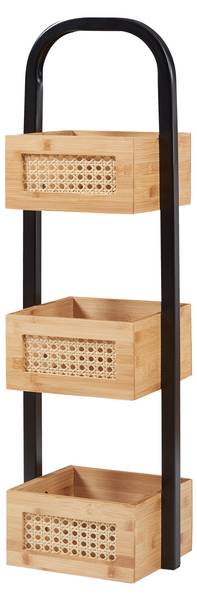 Étagère de salle de bain Tervola Beige - Noir - Bambou - Bois manufacturé - Métal - Matière plastique - 23 x 73 x 19 cm