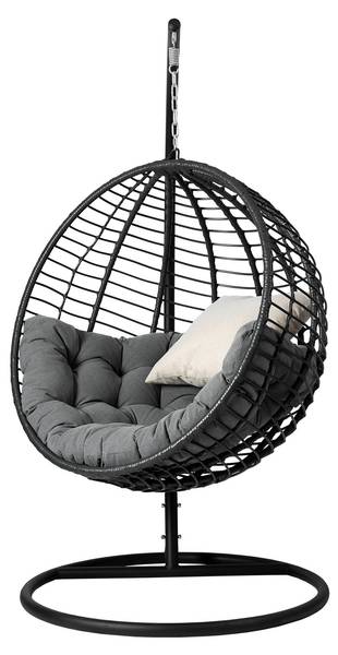 Hängesessel Amara Beige - Schwarz - Grau - Metall - 111 x 195 x 105 cm